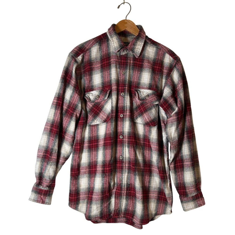 VTG Field and Stream Mens Red Size LT Large TALL Shirt Flannel Plaid Distressed